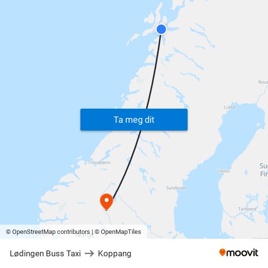 Lødingen Buss Taxi to Koppang map