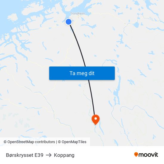 Børskrysset E39 to Koppang map