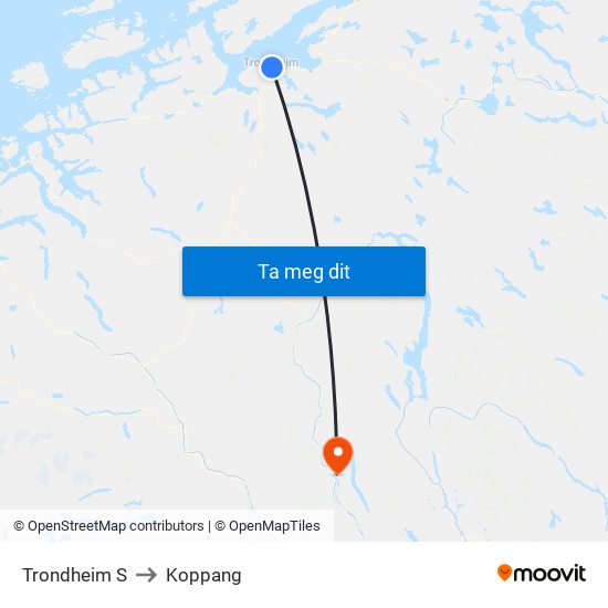 Trondheim S to Koppang map