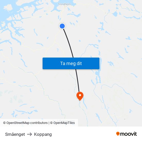 Småenget to Koppang map