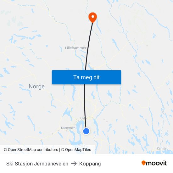 Ski Stasjon Jernbaneveien to Koppang map