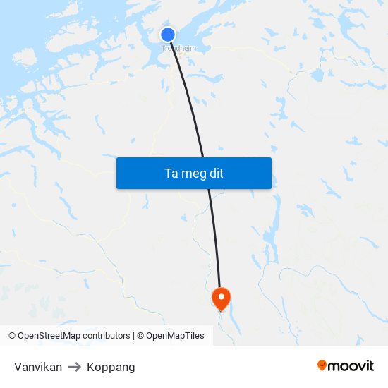 Vanvikan to Koppang map