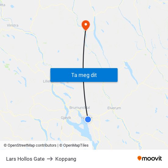 Lars Hollos Gate to Koppang map