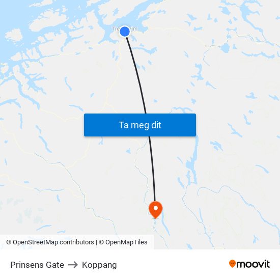 Prinsens Gate to Koppang map