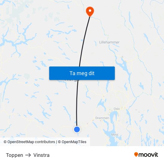 Toppen to Vinstra map