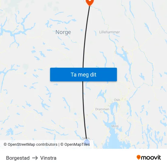 Borgestad to Vinstra map