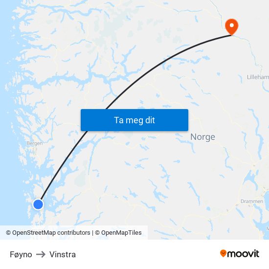 Føyno to Vinstra map
