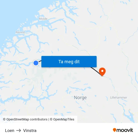 Loen to Vinstra map