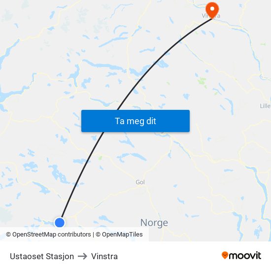 Ustaoset Stasjon to Vinstra map