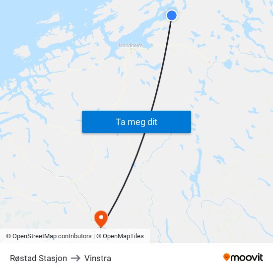 Røstad Stasjon to Vinstra map