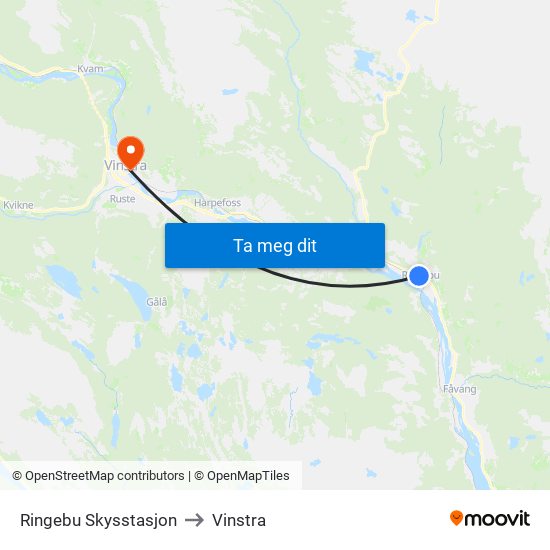 Ringebu Skysstasjon to Vinstra map