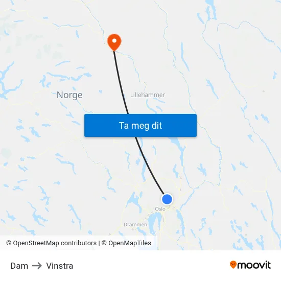 Dam to Vinstra map