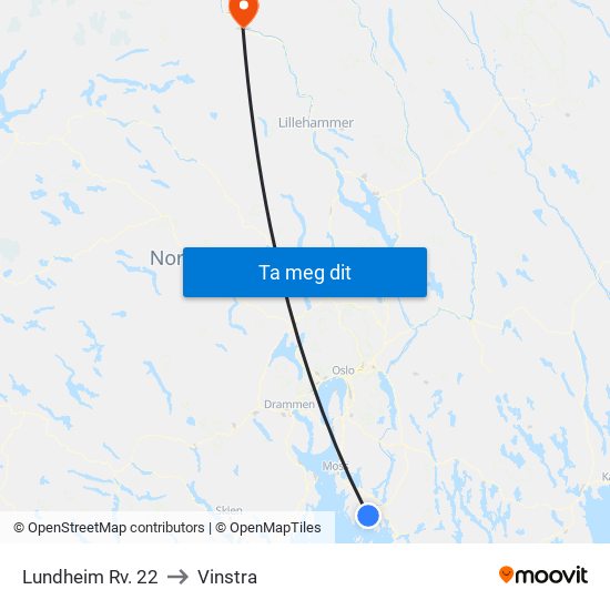 Lundheim Rv. 22 to Vinstra map