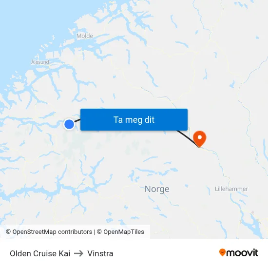 Olden Cruise Kai to Vinstra map