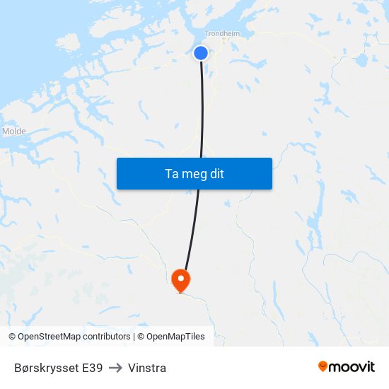 Børskrysset E39 to Vinstra map