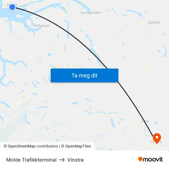 Molde Trafikkterminal to Vinstra map