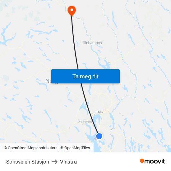 Sonsveien Stasjon to Vinstra map