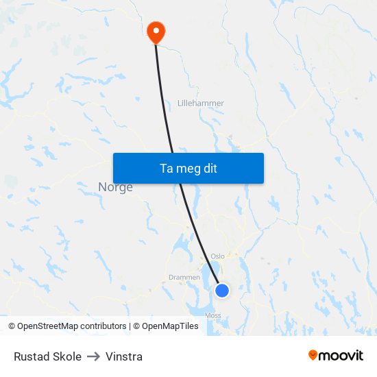 Rustad Skole to Vinstra map