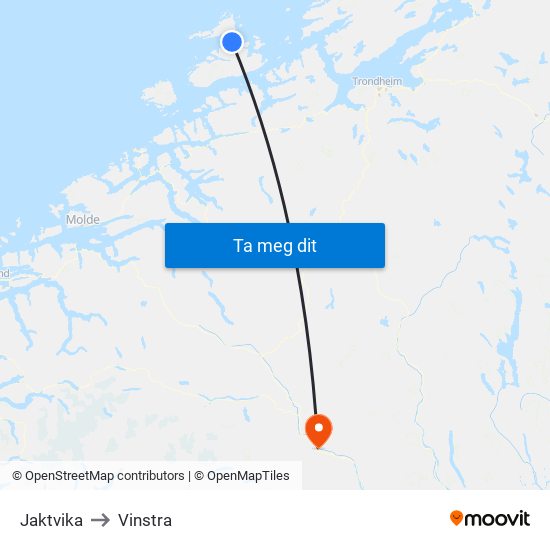 Jaktvika to Vinstra map