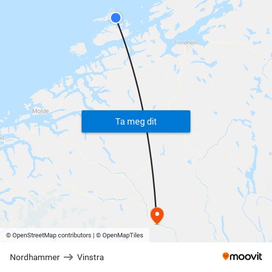 Nordhammer to Vinstra map