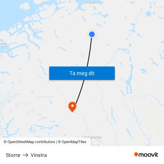 Storrø to Vinstra map