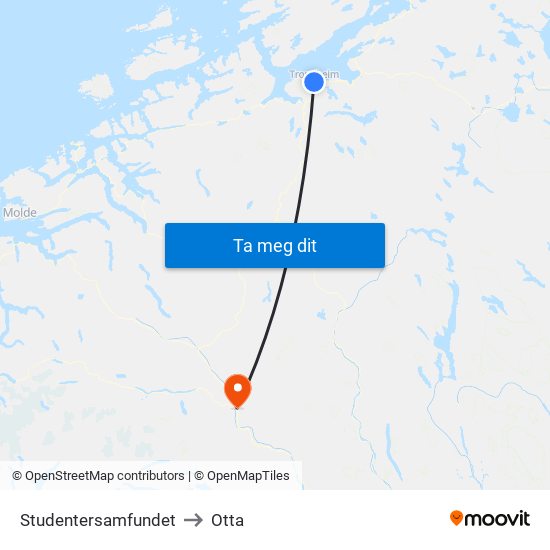 Studentersamfundet to Otta map