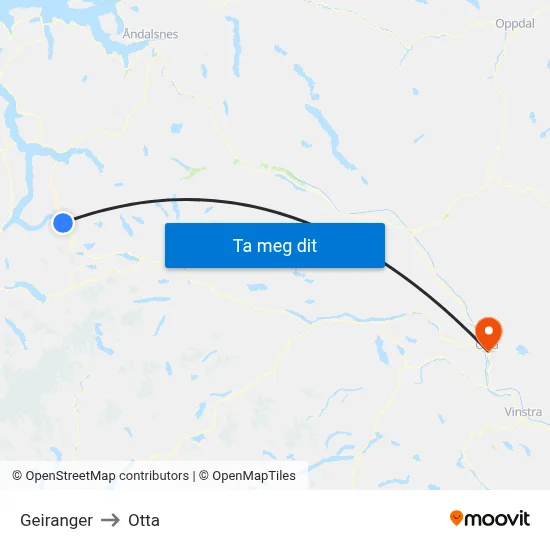 Geiranger to Otta map