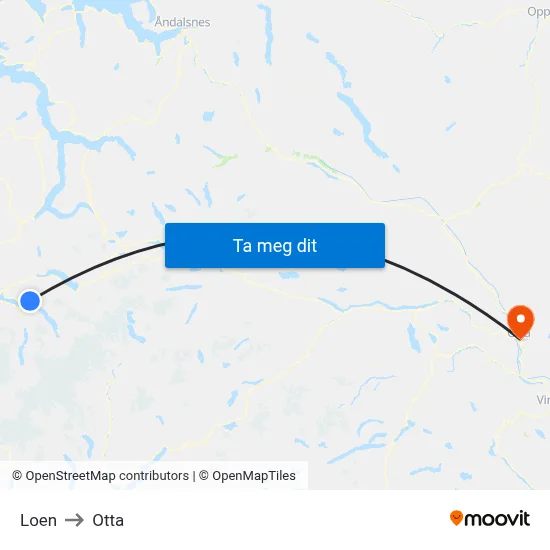 Loen to Otta map