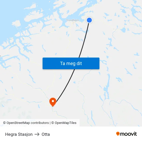 Hegra Stasjon to Otta map