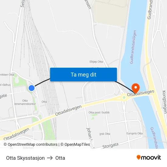 Otta Skysstasjon to Otta map