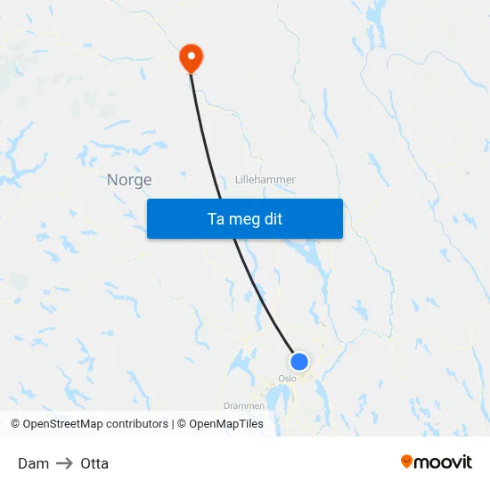 Dam to Otta map