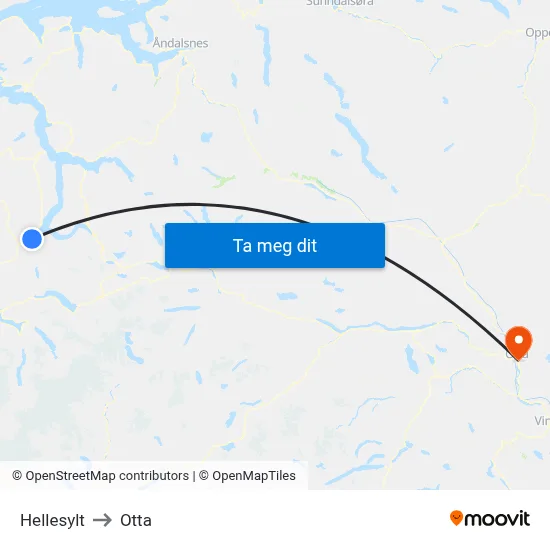 Hellesylt to Otta map