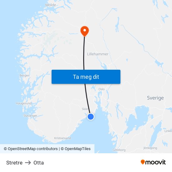 Stretre to Otta map