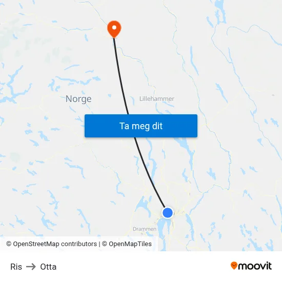 Ris to Otta map