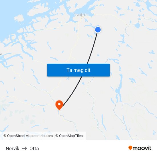 Nervik to Otta map