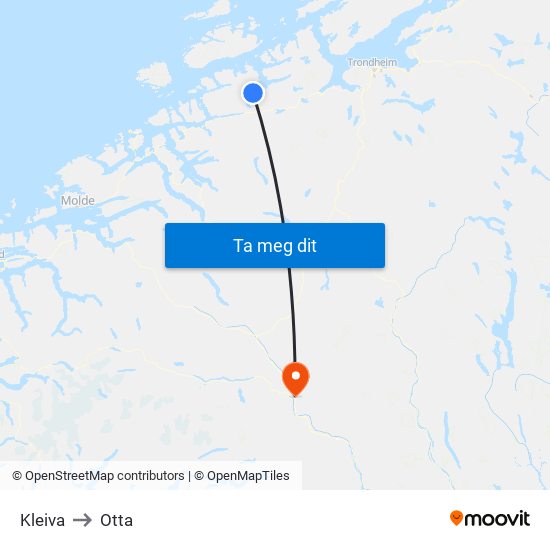 Kleiva to Otta map