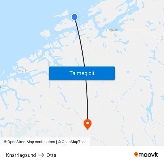Knarrlagsund to Otta map