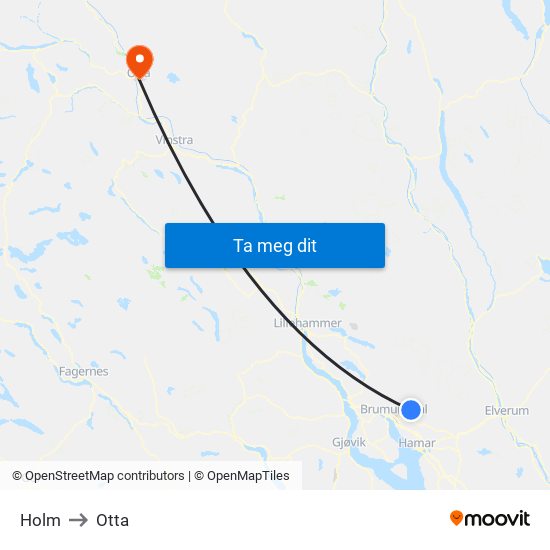 Holm to Otta map
