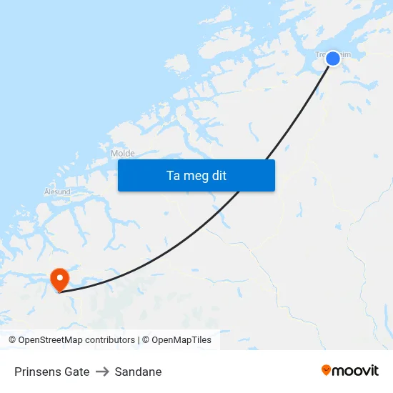 Prinsens Gate to Sandane map
