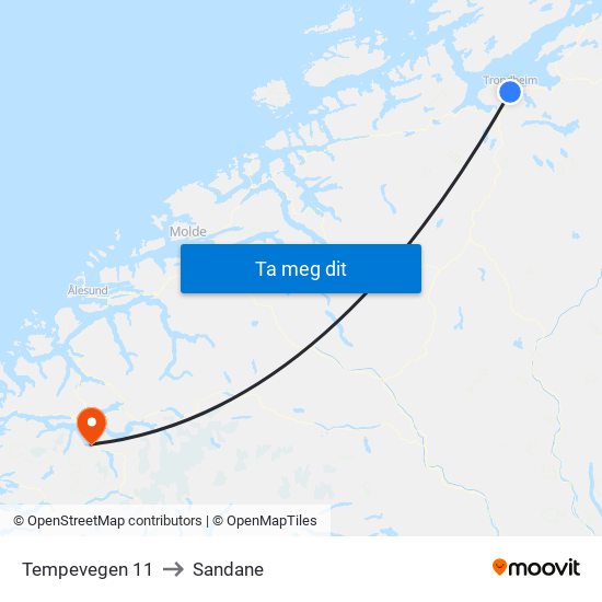 Tempevegen 11 to Sandane map