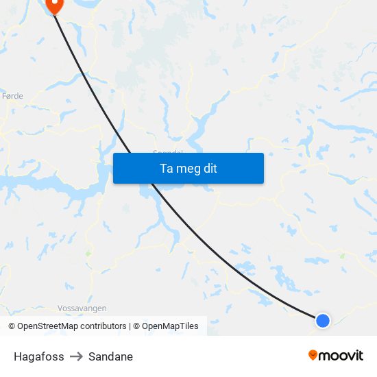 Hagafoss to Sandane map