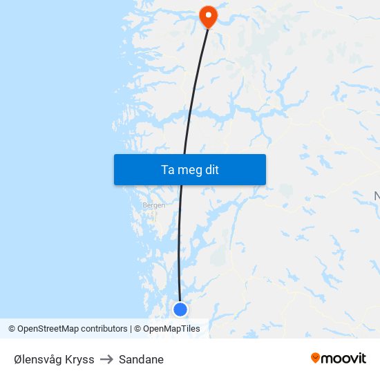 Ølensvåg Kryss to Sandane map