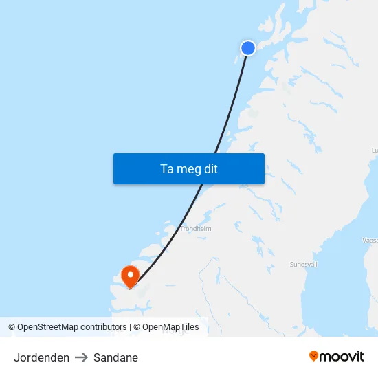 Vikingmuseet to Sandane map