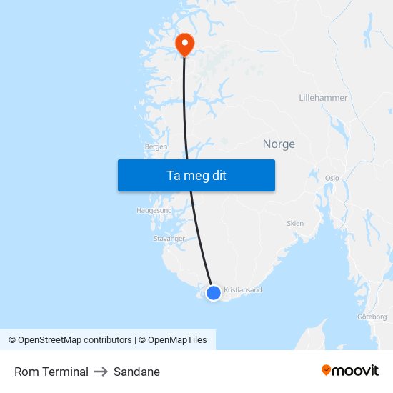 Rom Terminal to Sandane map