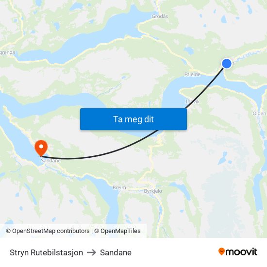 Stryn Rutebilstasjon to Sandane map