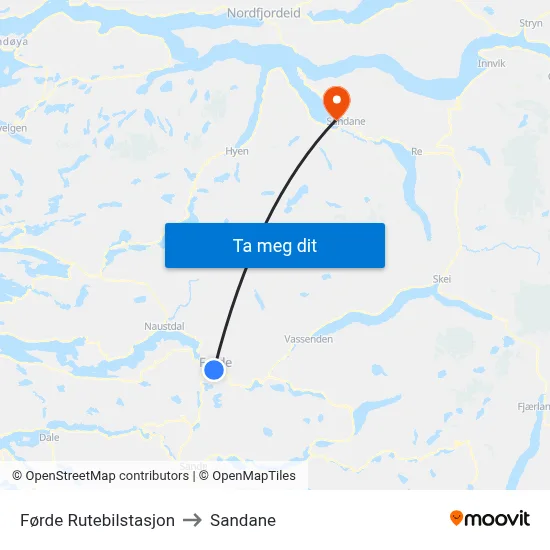 Førde Rutebilstasjon to Sandane map