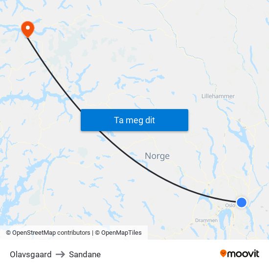 Olavsgaard to Sandane map