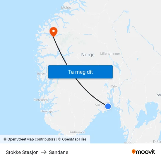 Stokke Stasjon to Sandane map