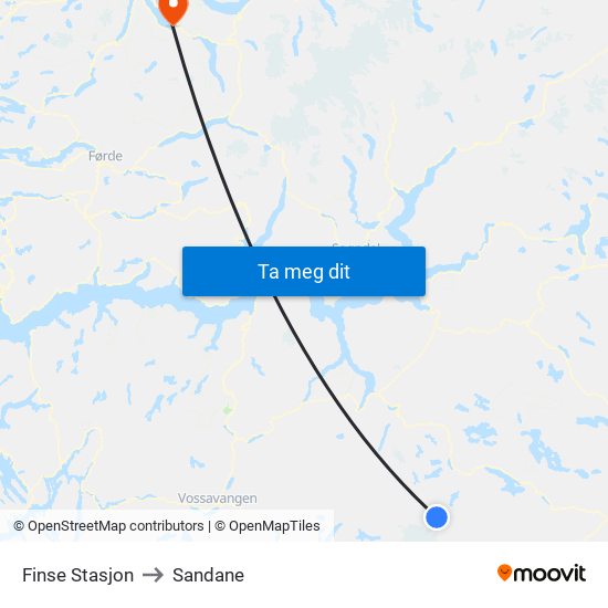 Finse Stasjon to Sandane map