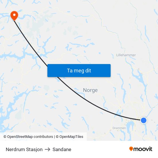 Nerdrum Stasjon to Sandane map